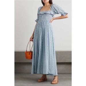 Doen Sol Shirred Swiss Dot Maxi